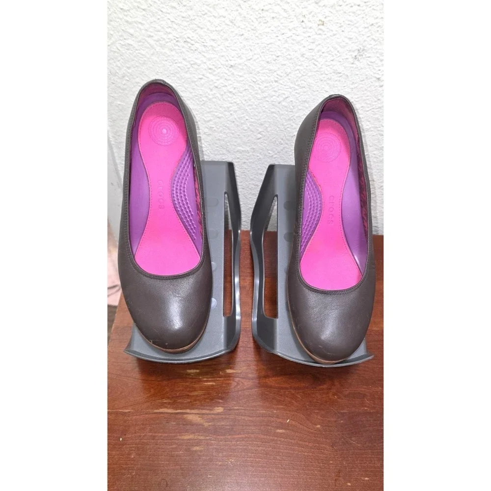 Crocs Women's‎ Brown/Gray Wedge Heels Comfort Shoes Size 9